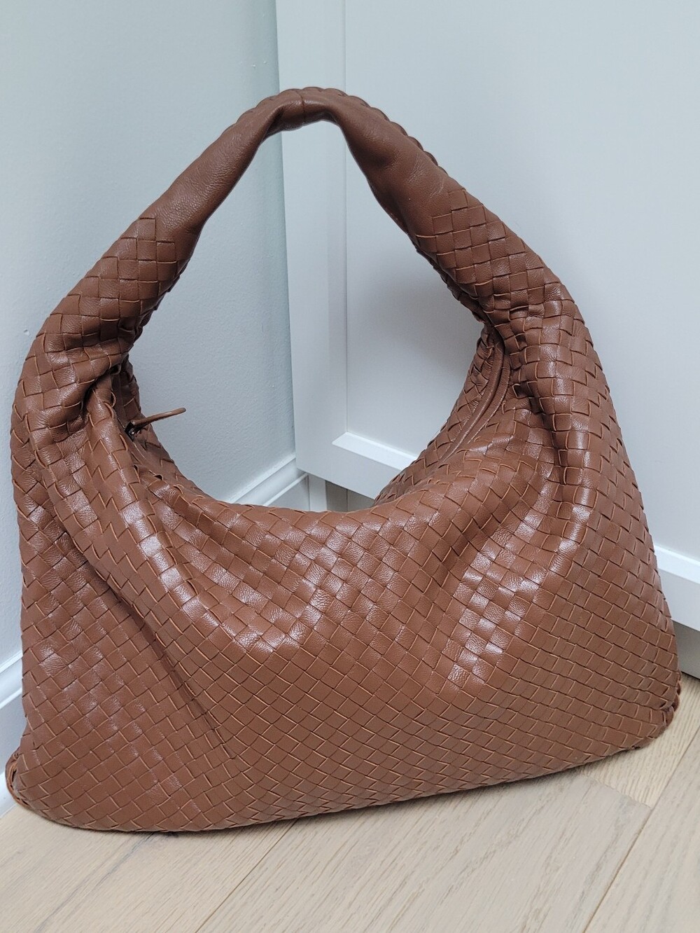 Woven Hobo Shoulder Bag - Brown